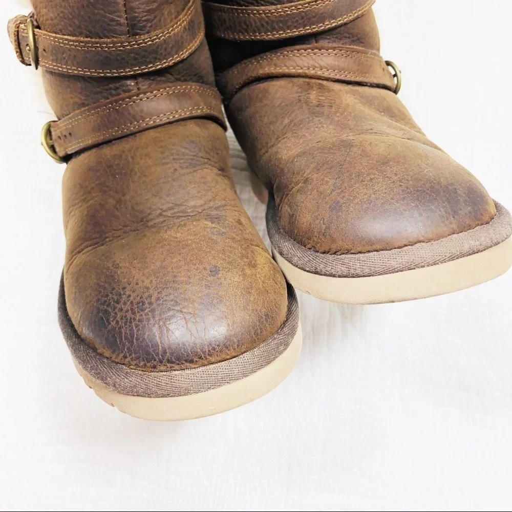🔥Ugg brown sheepskin tall boots sz1 new no box